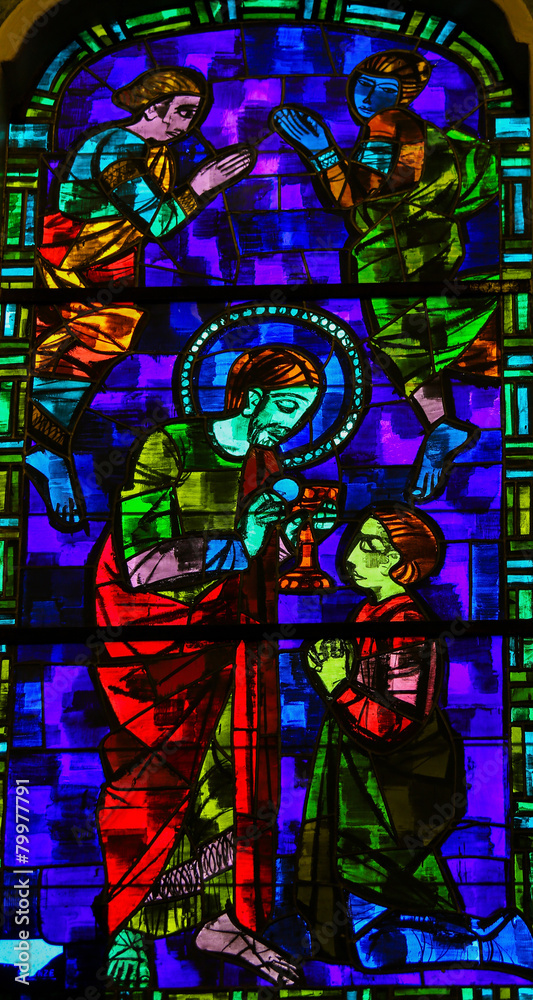 Jesus Christ giving communion - Stained Glass