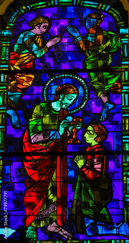 Jesus Christ giving communion - Stained Glass
