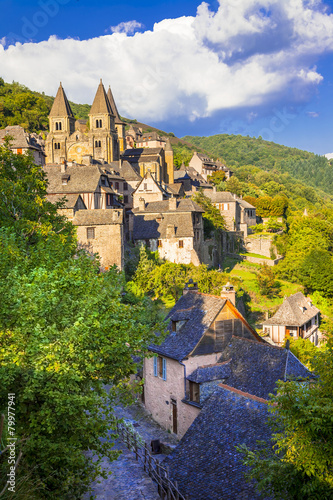 Conques medieval village and abbey Saint Foy, France photo