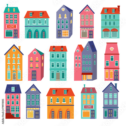 Colorful houses collection. Home sweet home set.