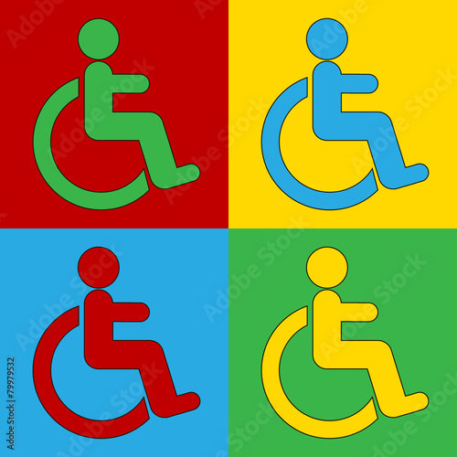 Pop art disabled sign symbol icons.