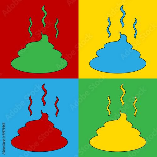Pop art shit symbol icons.