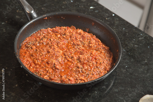 cooking bolognese sauce