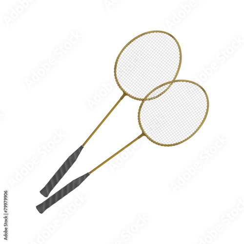 Vector Badminton Rackets Isolated on White