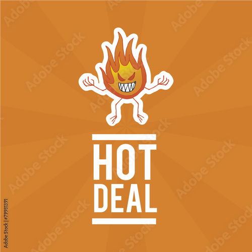evil flames text  hot deal over orange background.