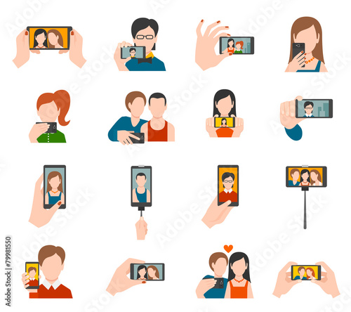 Selfie Icons Flat