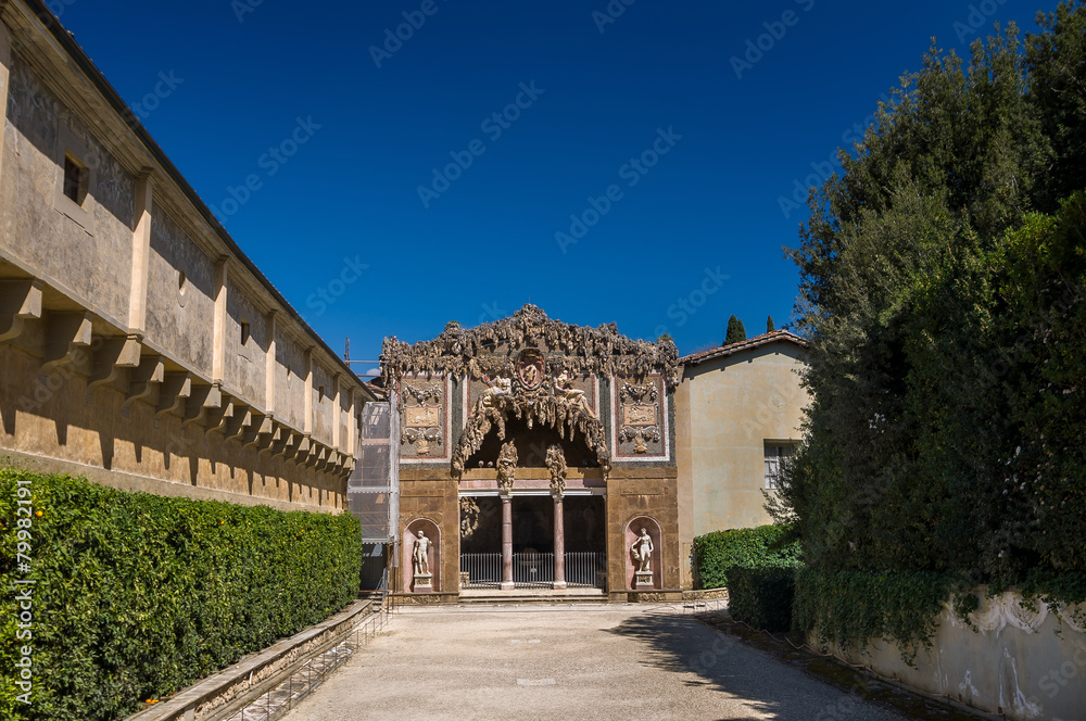 Exterior of Buontalenti Grotto on Boboli Gardens, Florence.