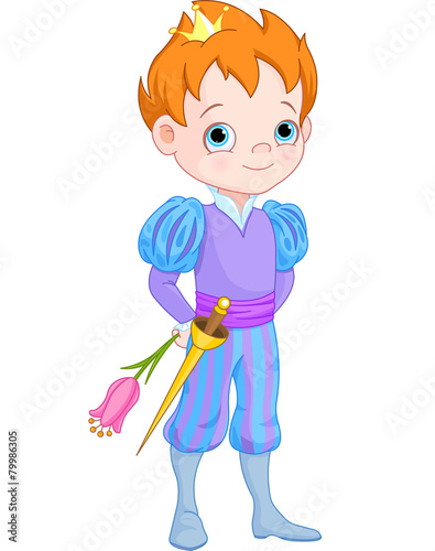 Cute Little Prince Holds Flower