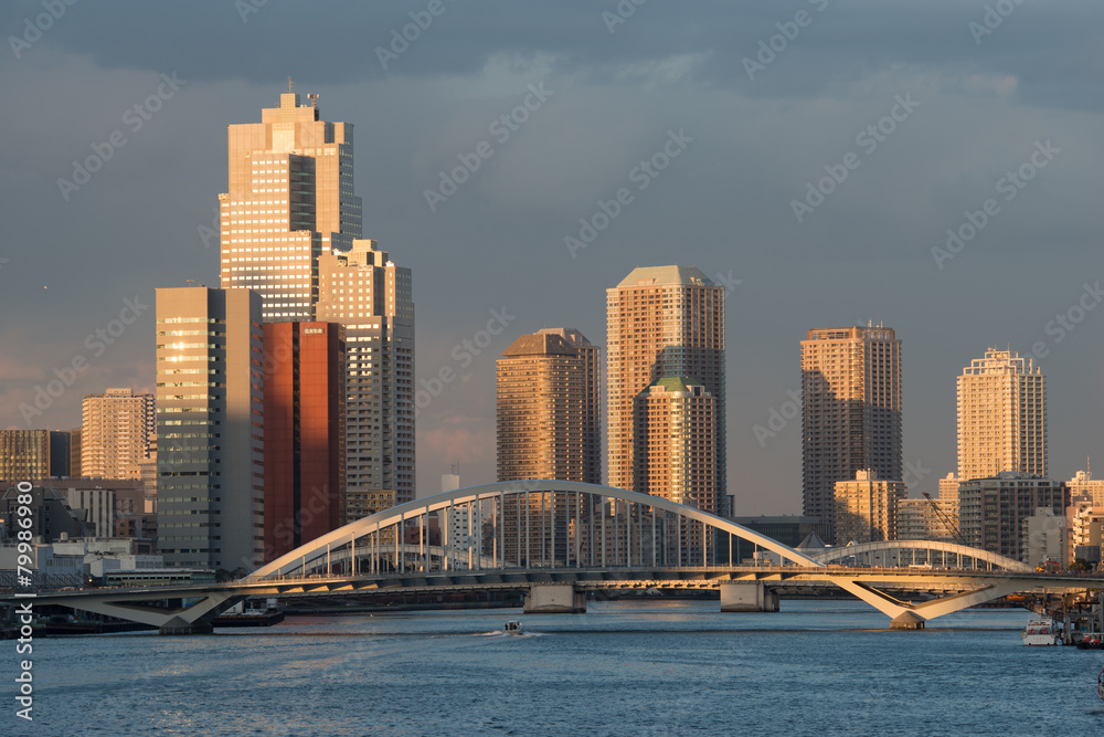 Fototapeta premium 黄昏の築地大橋