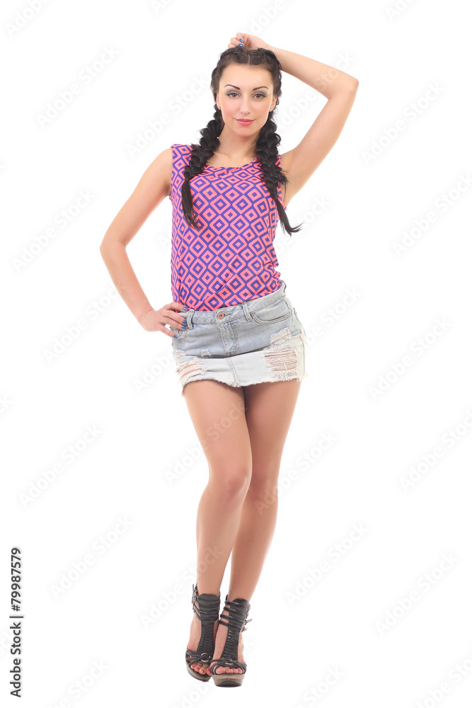 Fototapeta premium sexy girl posing on a white background