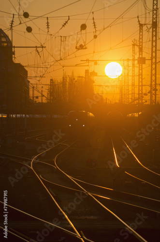 Germany, Bavaria, Munich, View of main station at sunset