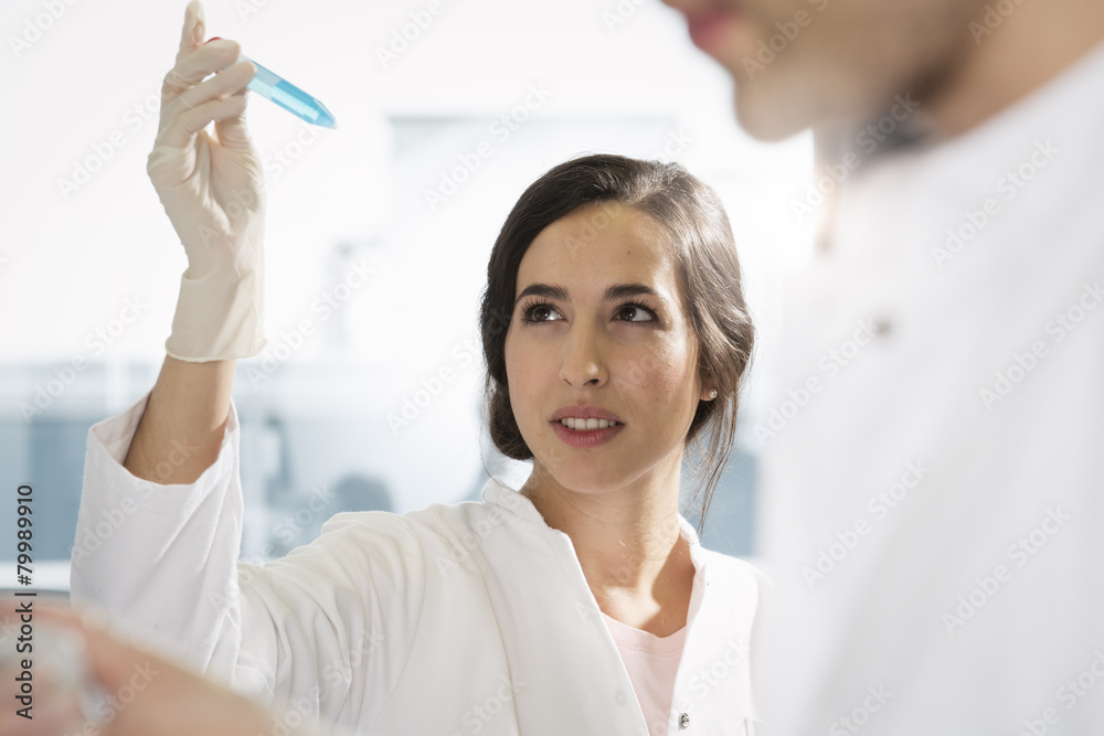 Scientists checking a test Scientists checking a test