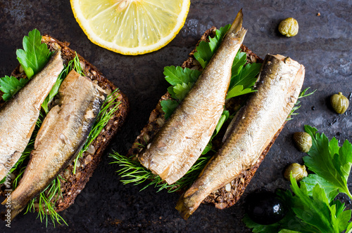 Sandwich with sardines photo
