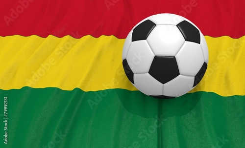 3d illustration of a soccer ball on the flag of Bolivia