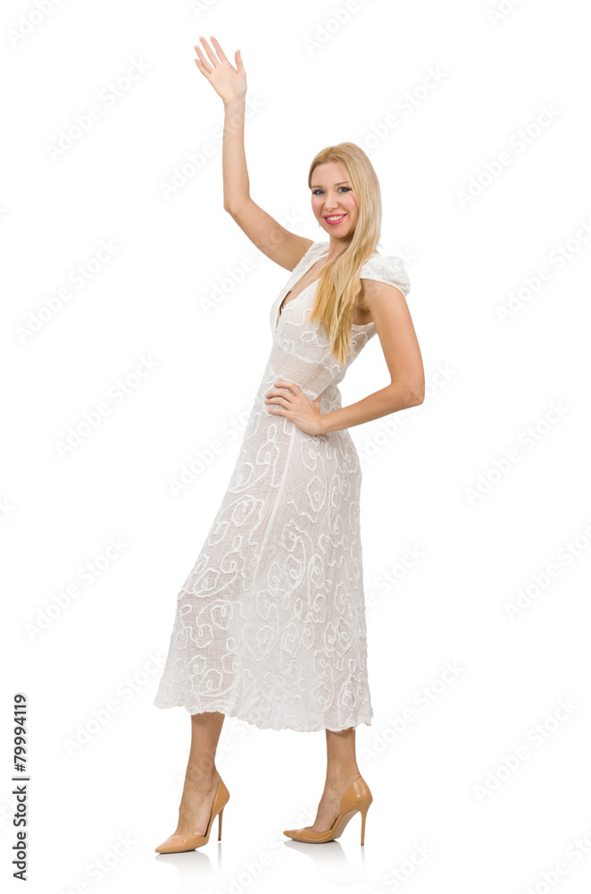 Woman in dress in fashion dress isolated on white Woman in dress in fashion dress isolated on white