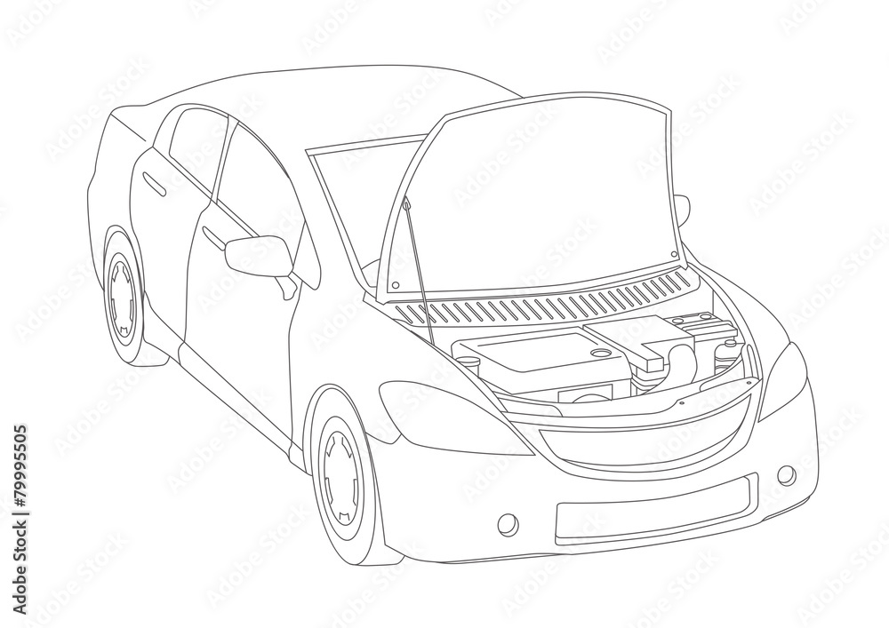 Generic vehicle line drawing illustration Stock Vector Adobe Stock