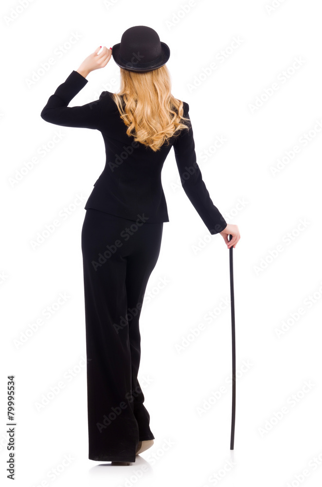 Girl in classic male suit isolated on white Girl in classic male suit isolated on white