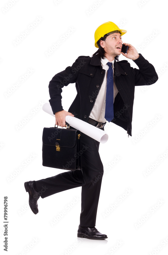 Young construction architect isolated on the white Young construction architect isolated on the white