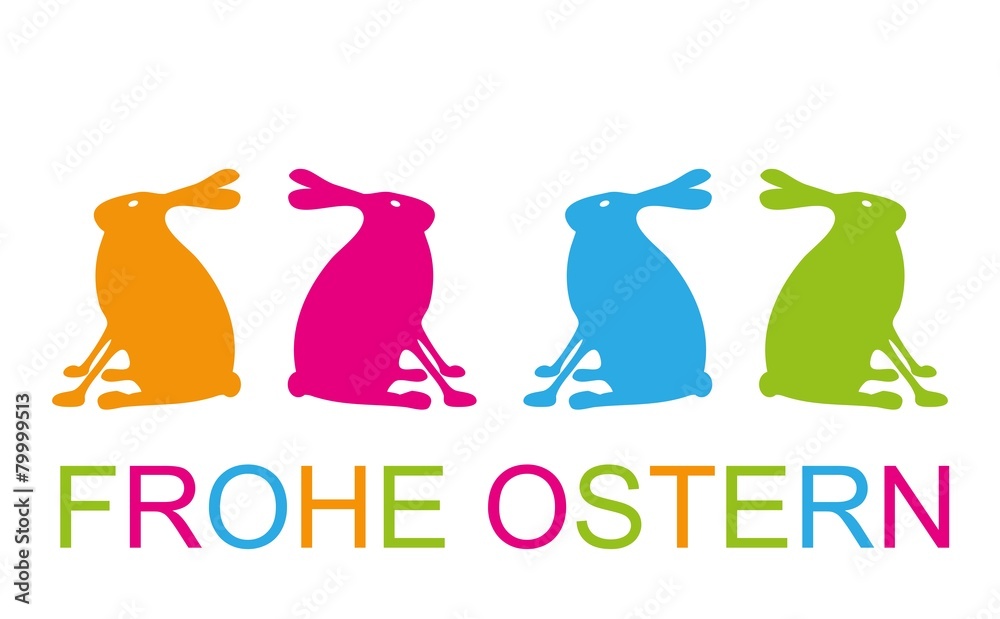 Obraz premium Osterkarte Abbildung Hasen seitlich Frohe Ostern