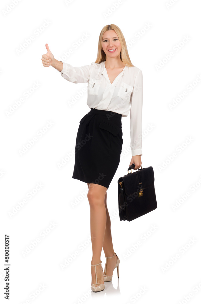 Businesswoman in business concept isolated on white Businesswoman in business concept isolated on white