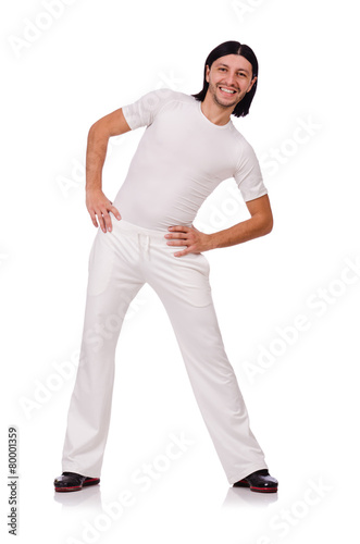A man in white sportswear isolated on white