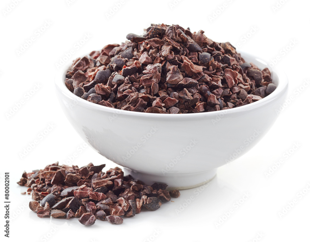 bowl of crushed cocoa beans bowl of crushed cocoa beans