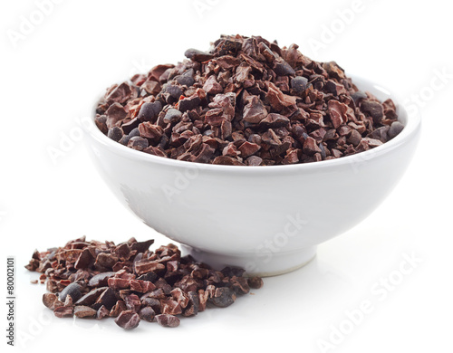 bowl of crushed cocoa beans