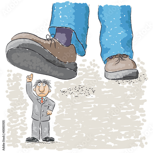 foot tramples man