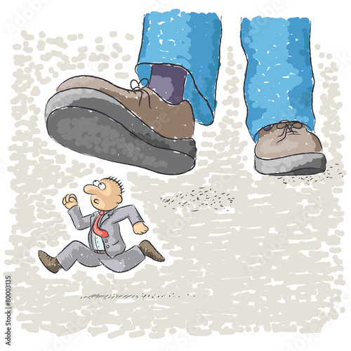 foot tramples man