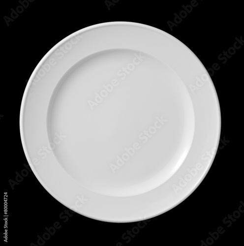 white plate on black
