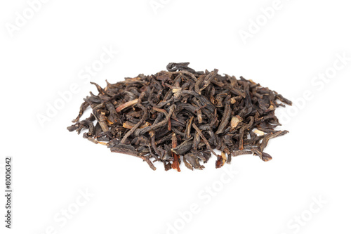 Chinese black tea isolated on white background