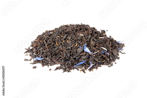 Black Earl Grey tea isolated on white