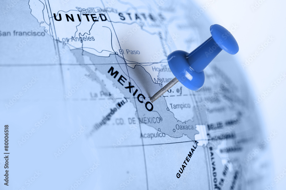 Location Mexico. Blue pin on the map. Location Mexico. Blue pin on the map.