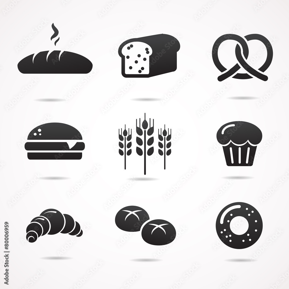 Bread icon set. Vector art. Bread icon set. Vector art.
