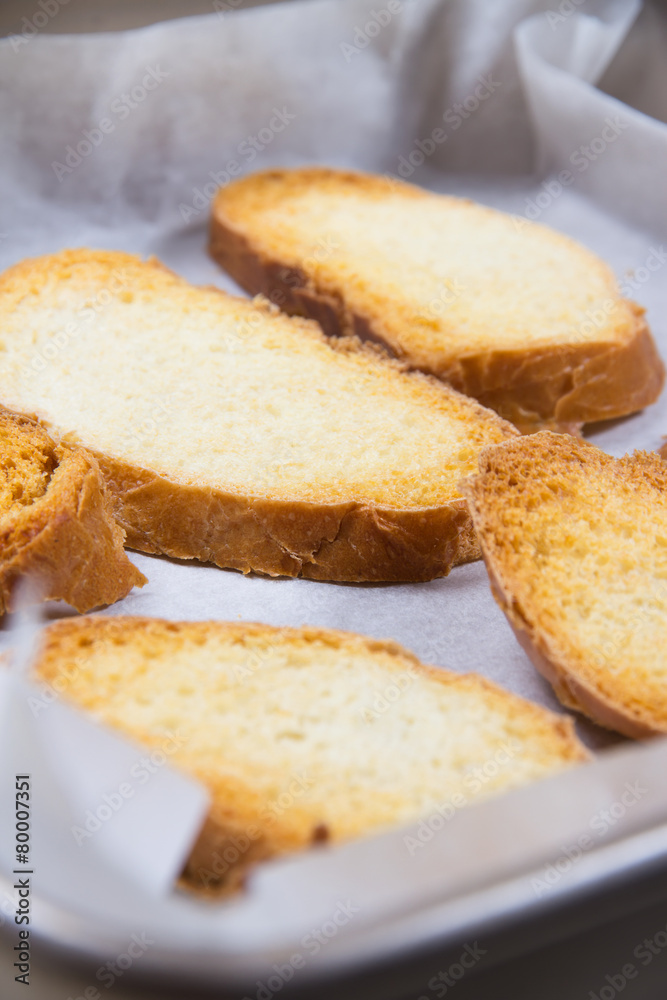 Fried bread on a baking sheet