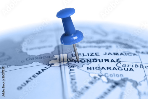 Location Honduras. Blue pin on the map.