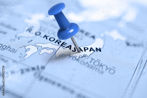 Location Japan. Blue pin on the map.