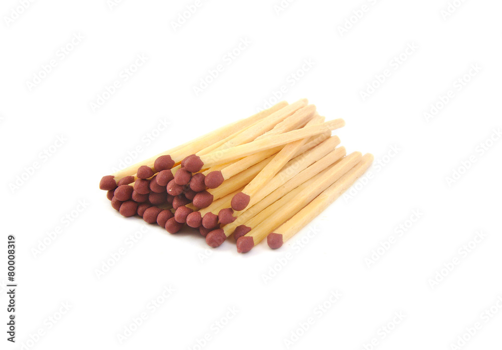 Bunch of matchsticks on white background