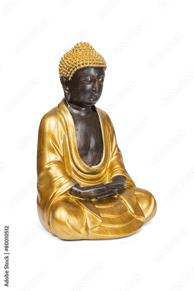 Gold Buddha statue isolated over white with clipping path.