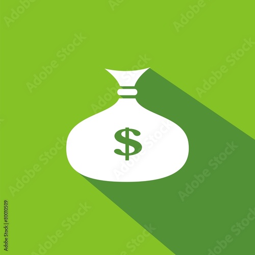 Icono saco dinero verde sombra