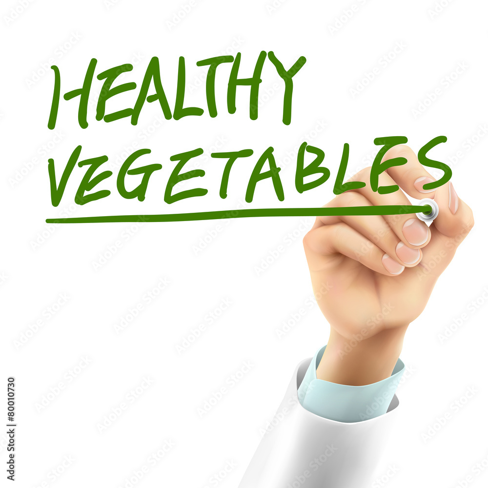 doctor writing healthy vegetables words doctor writing healthy vegetables words