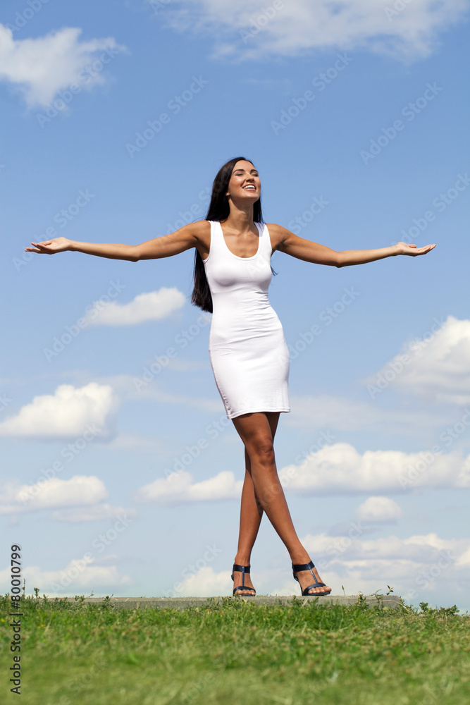 Beautiful young woman in white sexy dress Beautiful young woman in white sexy dress