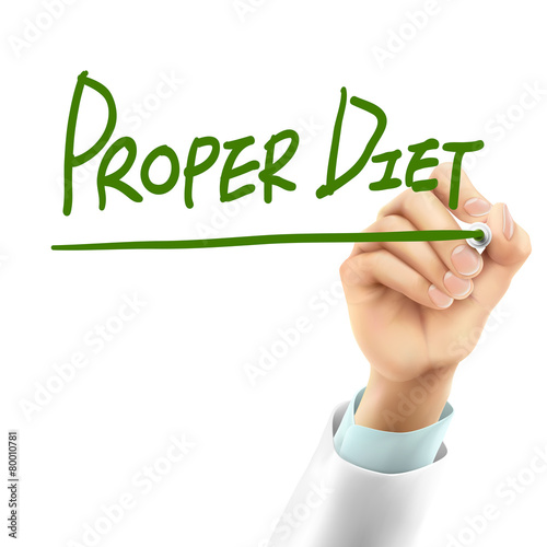 doctor writing proper diet words