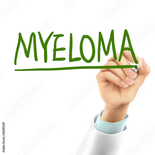doctor writing myeloma word
