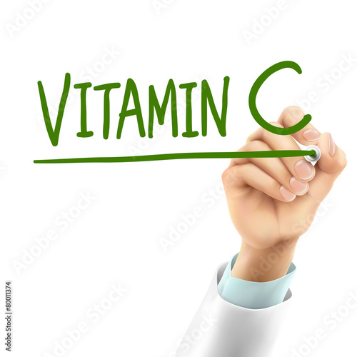 doctor writing vitamin C words