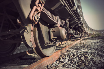 Fotobehang Trein Vintage stoomtrein op het spoor  © Pink Badger