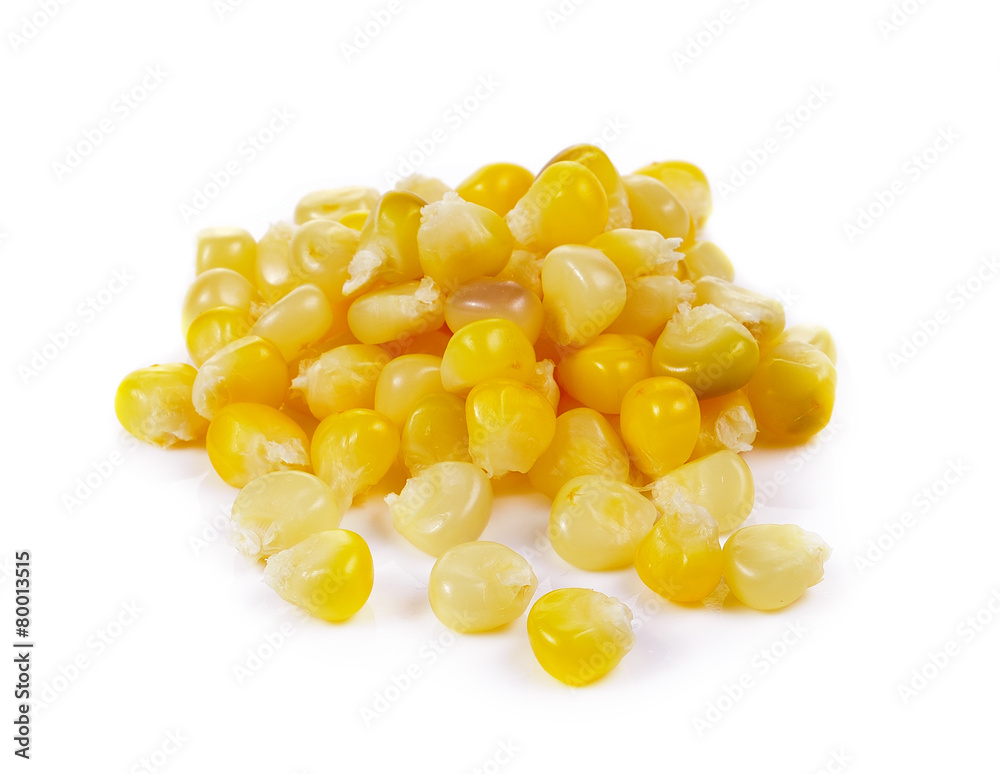 corn seeds on white background
