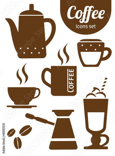 Coffee Icons with White Background