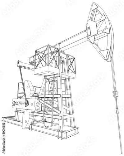 Oil pump jack. Vector rendering of 3d