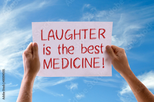 Laughter Is The Best Medicine card with sky background